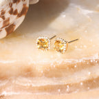 Boucles D'Oreilles "Popi Coussin Citrine" Diamant 0,07/32 + Citrine 0,6/2 - Or Jaune