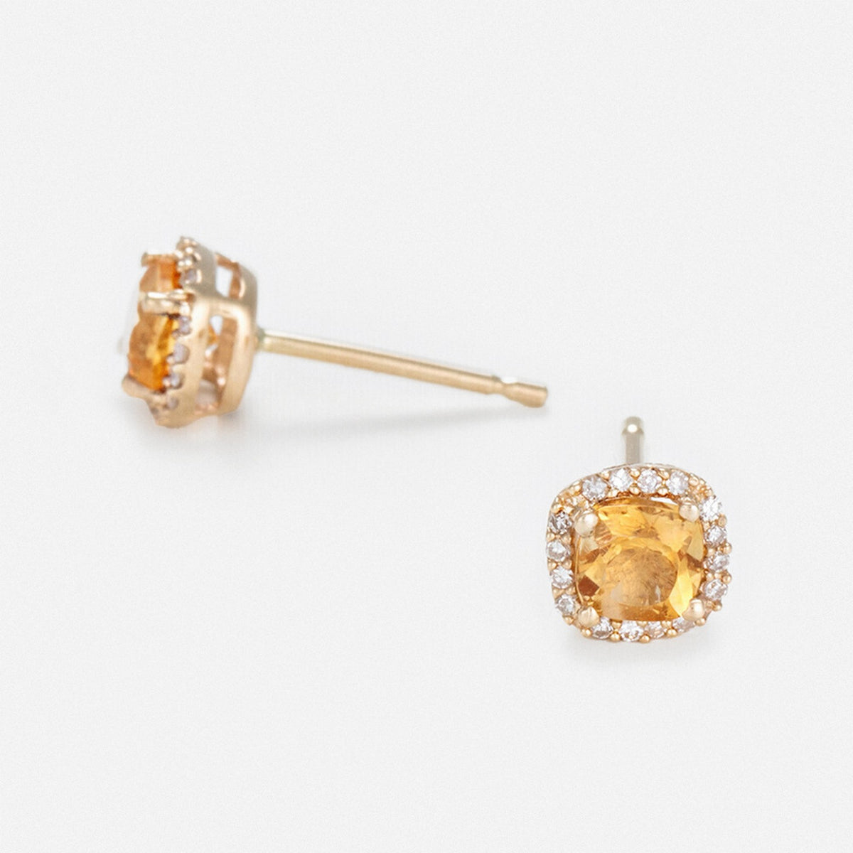 Orecchini "Popi Coussin Citrine" Diamante 0,07/32 + Citrino 0,6/2