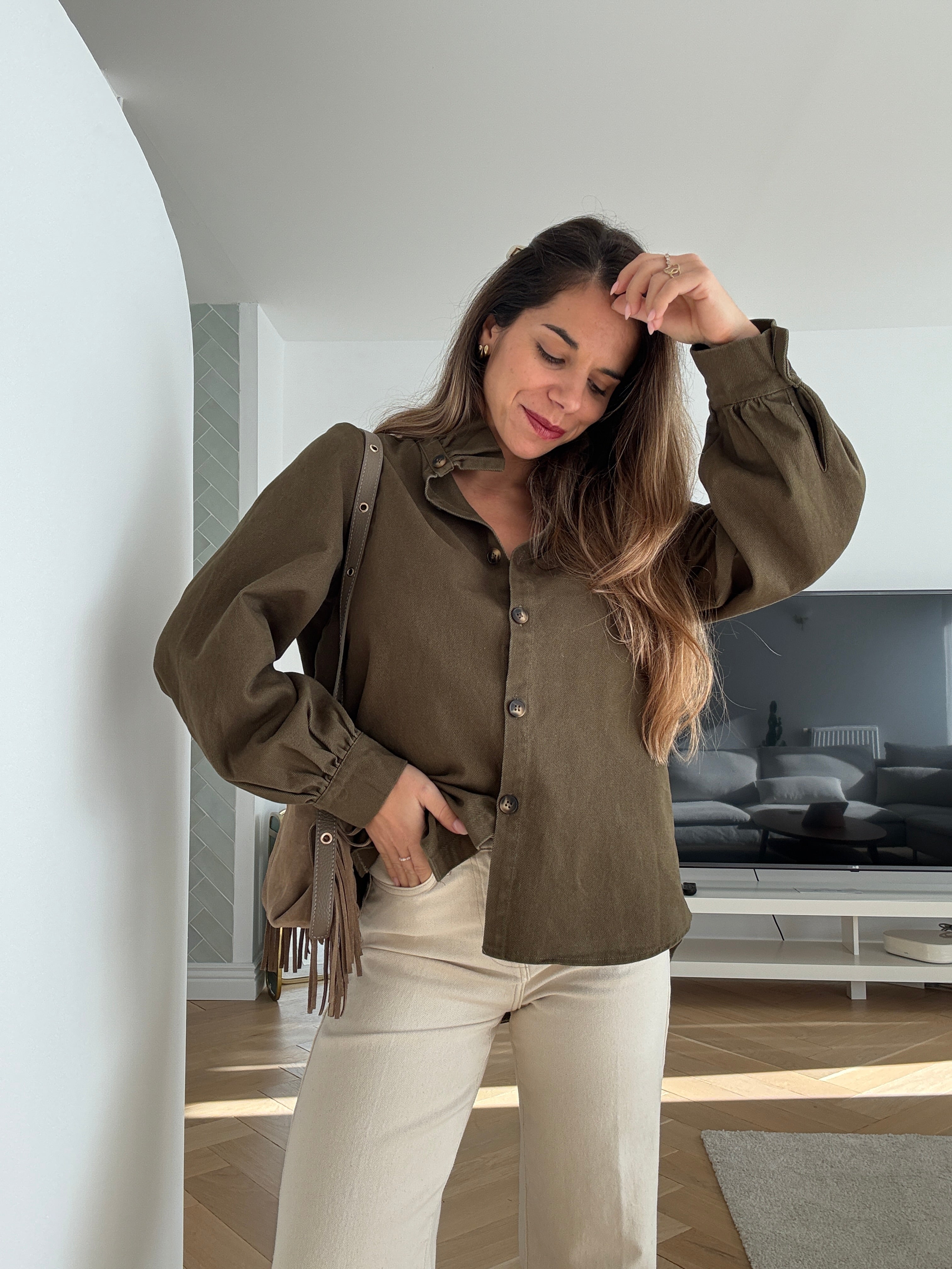 Veste En Jean Céleste Kaki