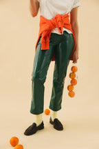 BRUNE green vinyl trousers