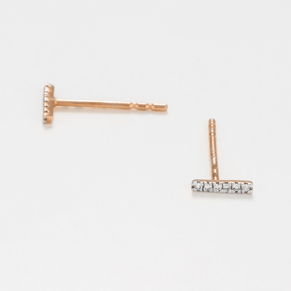 Boucles D'Oreilles "Precious Barrette" Diamants 0,03/12 - Or Rose 375/1000