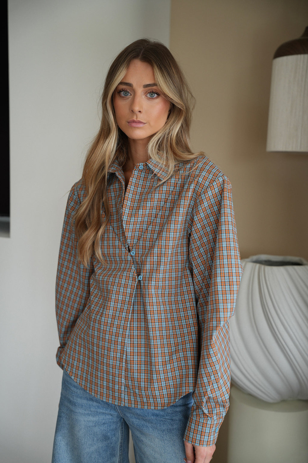 Chemise À Carreaux Pola - Bleue