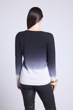 Jersey de cuello en V dip dye Ebene - Negro - Mujer