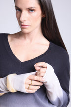 Jersey de cuello en V dip dye Ebene - Negro - Mujer
