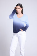 Jersey con cuello de pico Dip Dye Ebene - Azul - Mujer