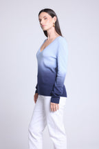 Jersey con cuello de pico Dip Dye Ebene - Azul - Mujer