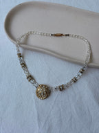 Collier Orena Vintage - Perles Cristal Facettées Et Pendentif Pavé