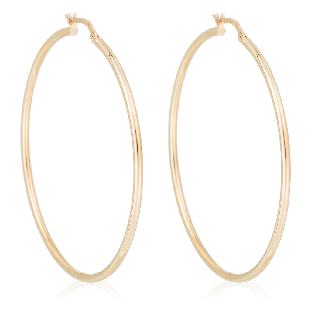 Boucle D'Oreilles "Créoles Santa" 50 Mm - Or Jaune 375/1000