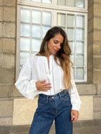 White Blouse with Colombe Embroidery