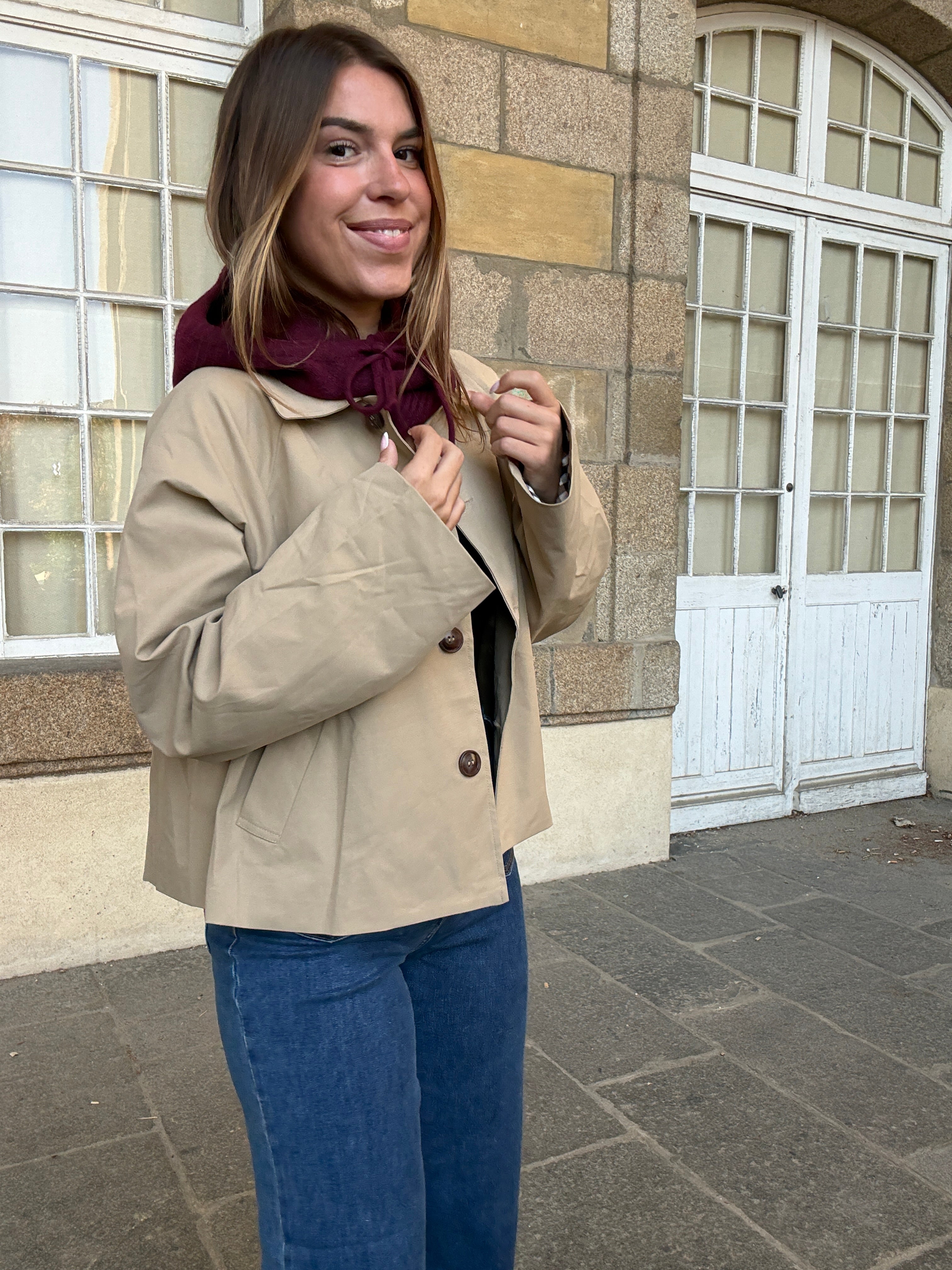 Cagoule En Laine Et Cachemire Bordeaux