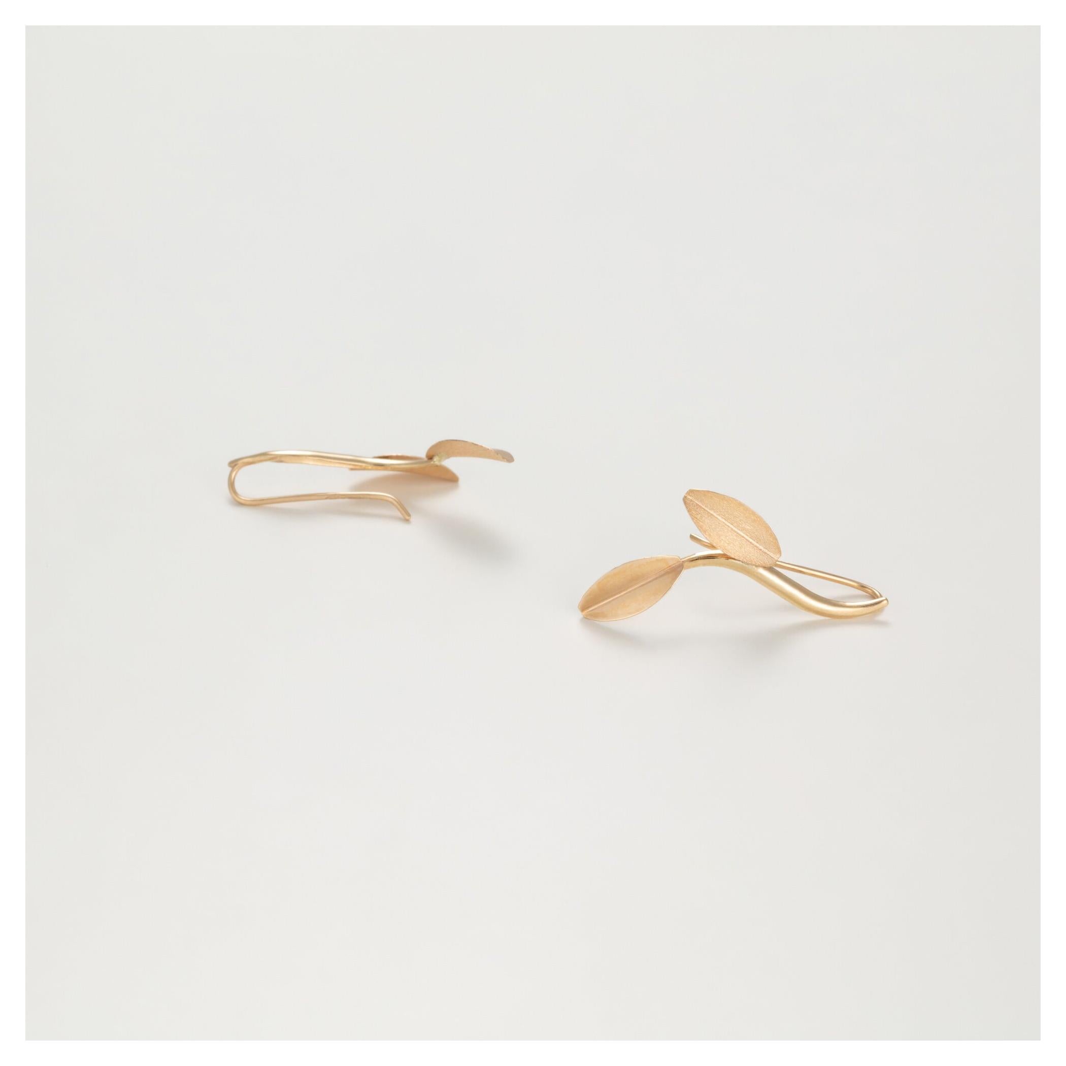 Pendientes "Hojas Satinadas" - Oro Amarillo 375/1000