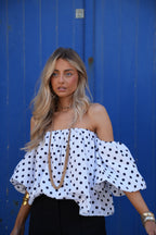 Blouse À Pois Sola - Blanc/Noir