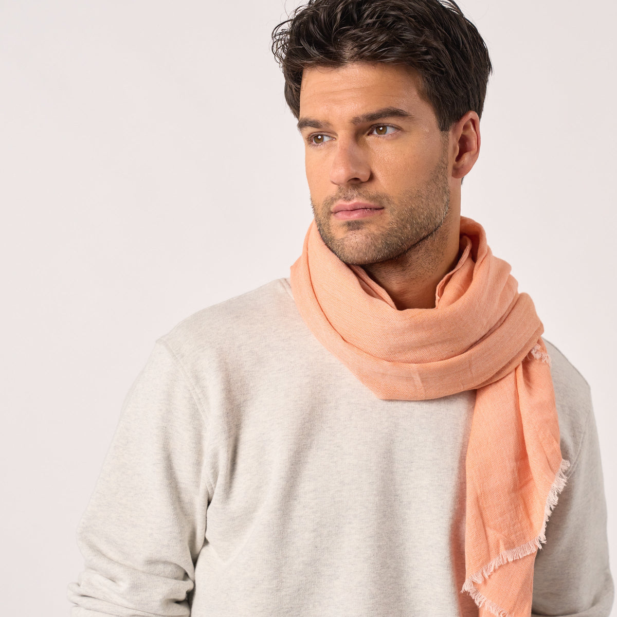 100% Organic Cotton Scarf - Orange Jacquard