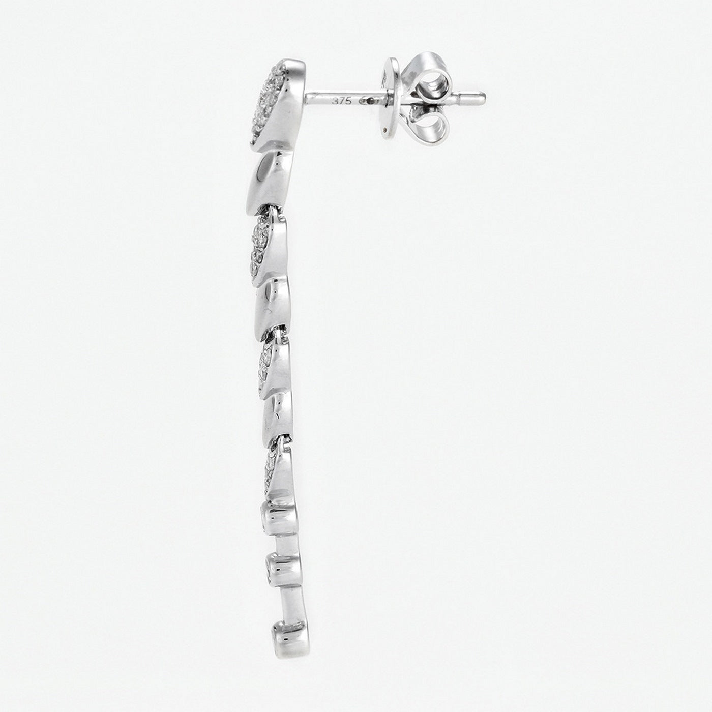 Boucles D'Oreilles "Cascade" D0,25/70 - Or Blanc 375/1000
