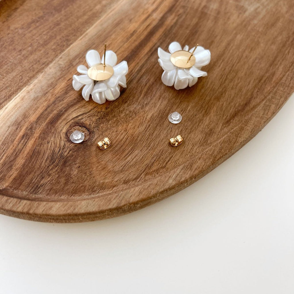 Boucles D'Oreilles Edna - Doré / Blanc
