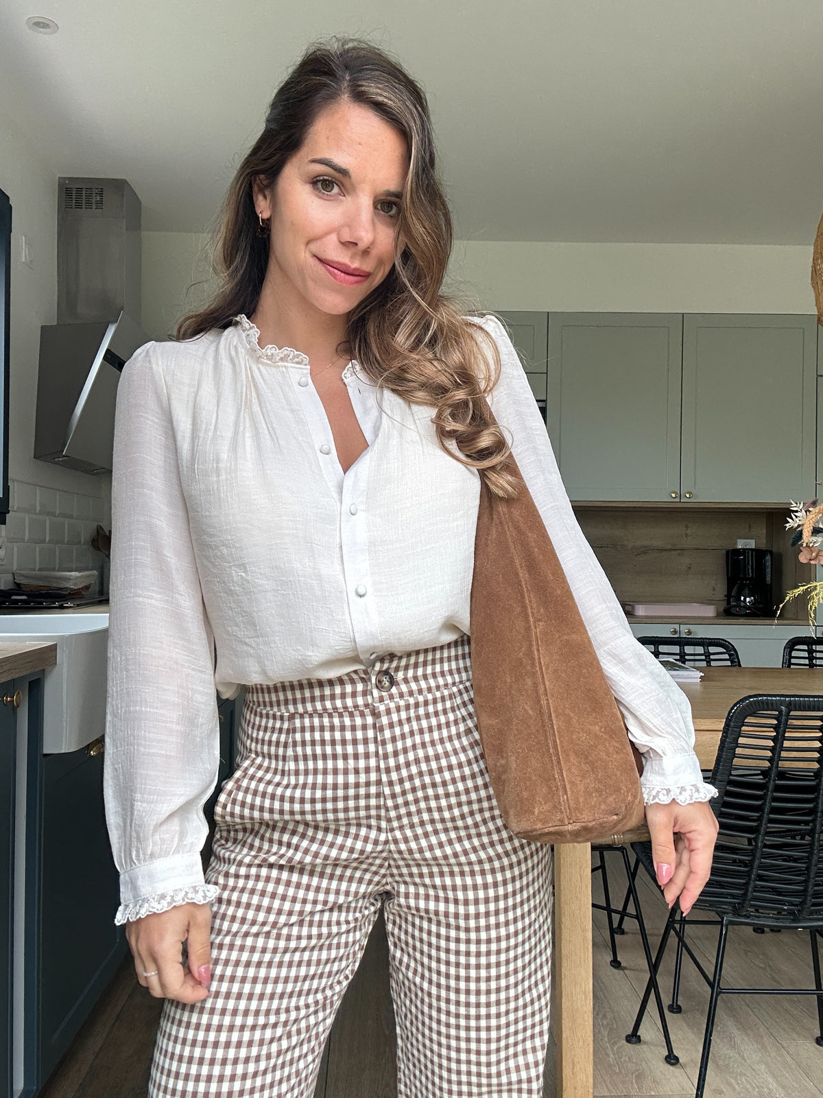 Pantalon Vichy Camel