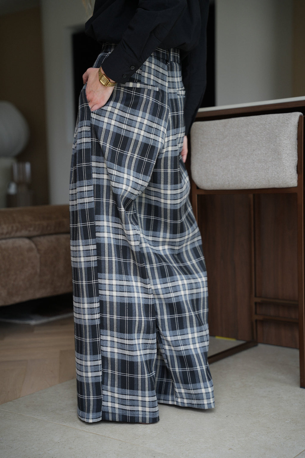 Pantalon À Carreaux Lola - Noir