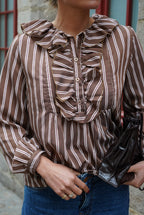 Olympe Mocha Stripe Blouse