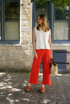 Gauthier Ruffled Trousers Red Denim