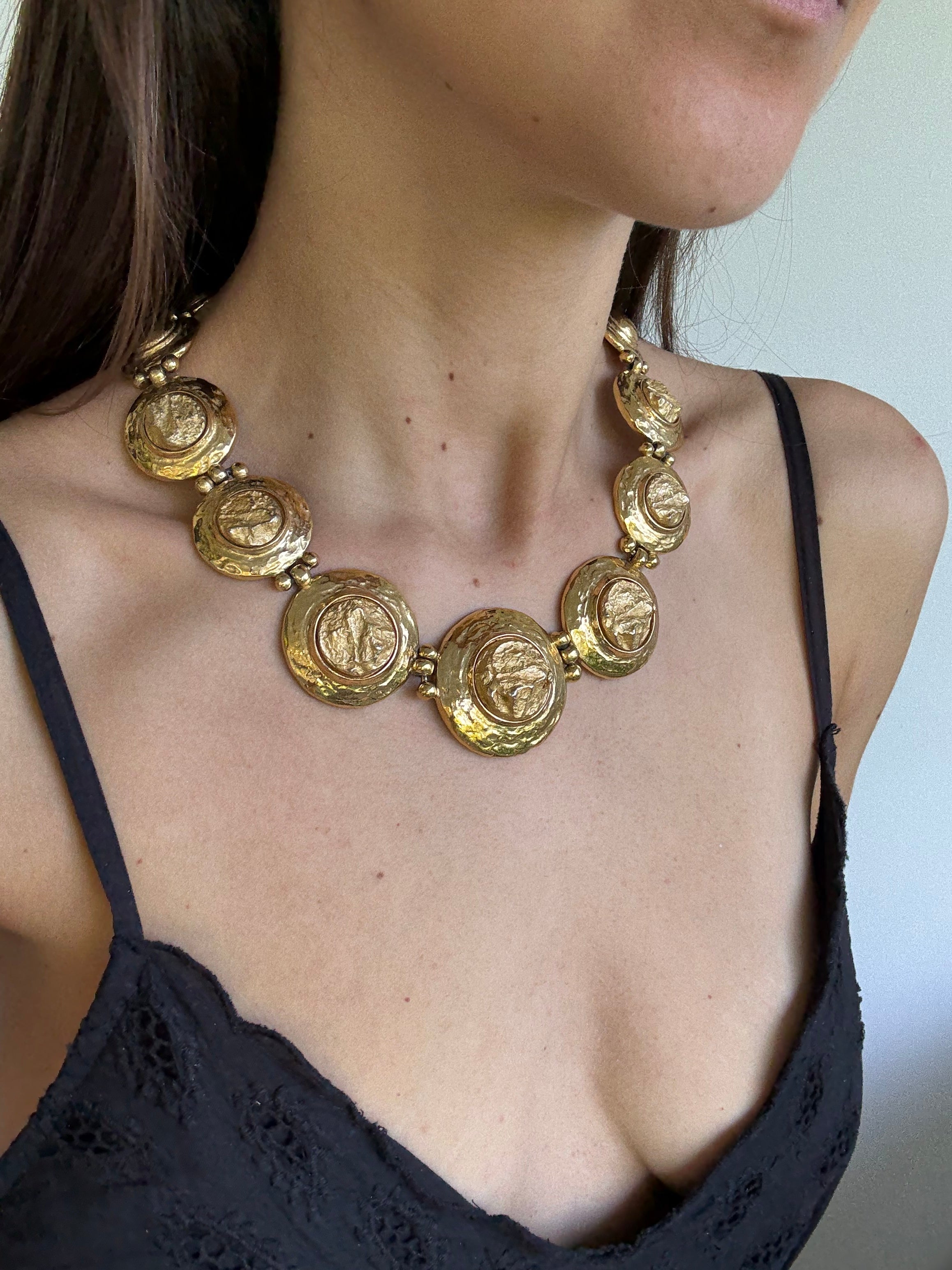 Collar Yves Saint Laurent Vintage - Relieve Martillado Xxl