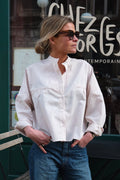 Blusa Astrid Cuello Mao Rayas Beige
