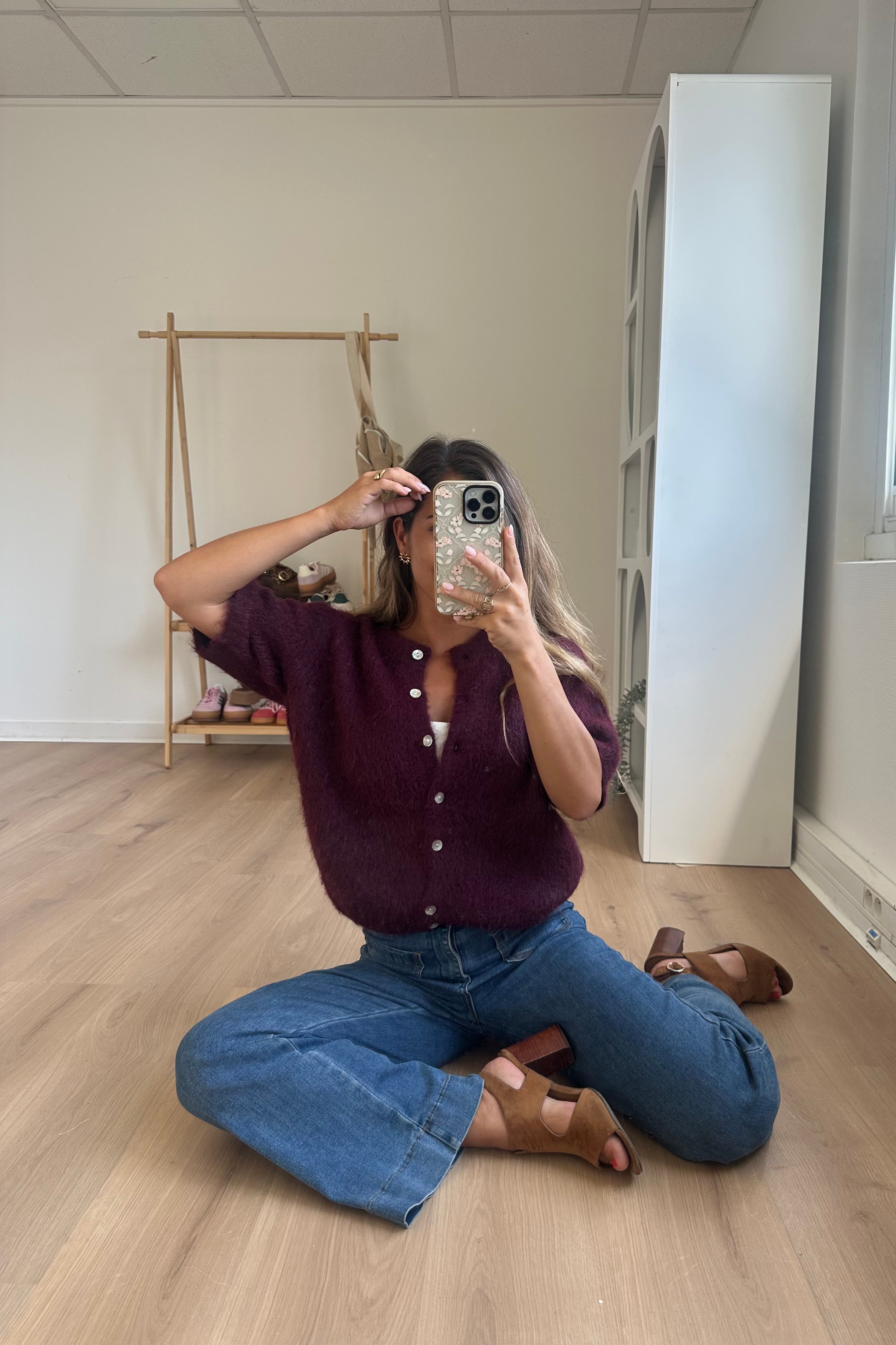 Elisa burgundy short-sleeved knit
