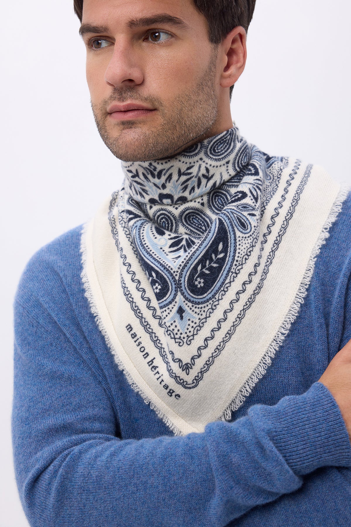 Mała Bandana Efi - Biało-błękitna - Męska