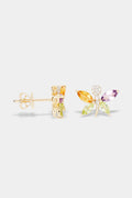 "Julianna" Earrings D0.04/20 Am0.25/2 C0.26/2 Pt0.29/4 - Yellow Gold