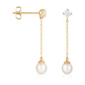 Pendientes “Moana Pearl” Oro amarillo 375/1000 y circonitas