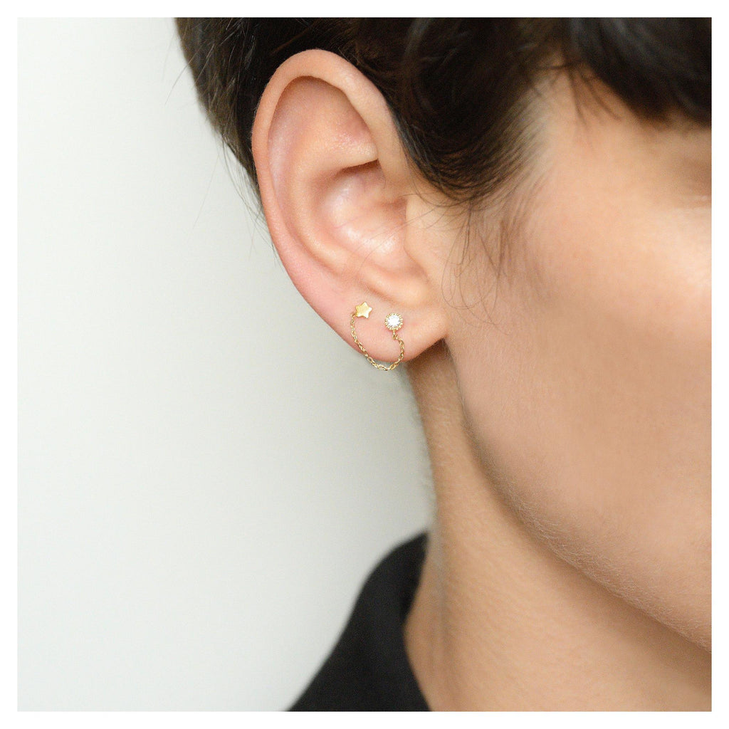 Boucles D'Oreilles "Royal" - Or Jaune 375/1000 Et Zirconium