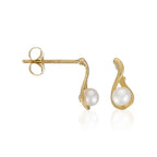 “Pearl Drop” Earrings 375/1000 Yellow Gold White Pearl