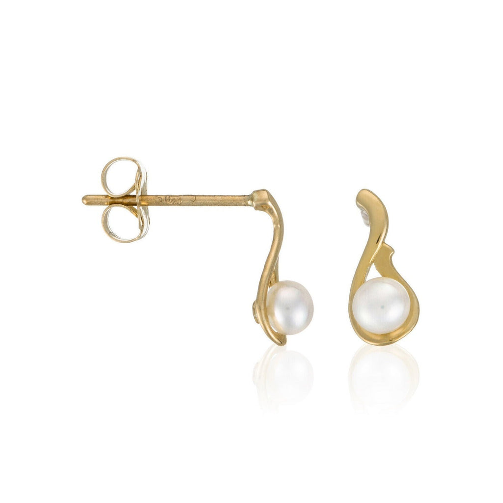Boucles D'Oreilles "Goutte Perlée" - Or Jaune 375/1000 Perle Blanche