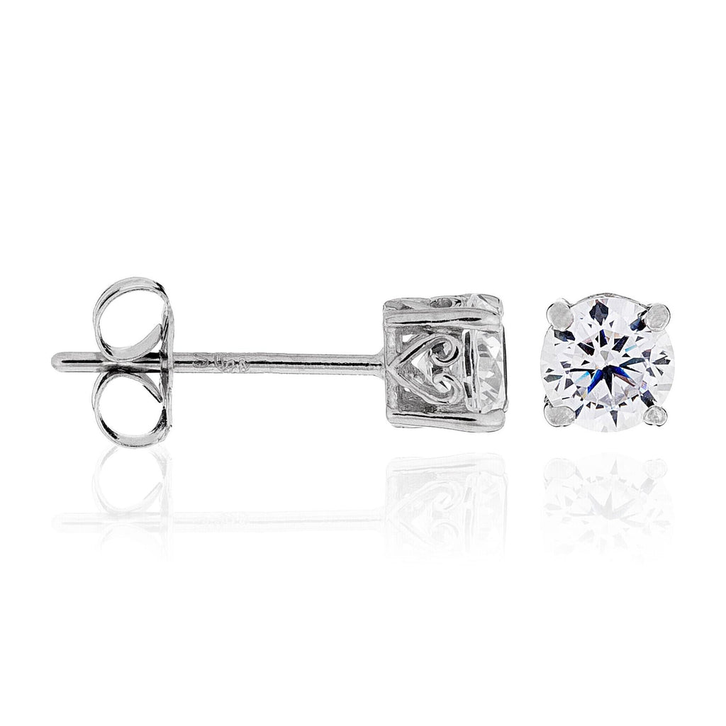 Boucles D'Oreilles "Simply You 4Mm" - Or Blanc 375/1000 Et Zirconium