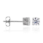 Boucles D'Oreilles "Simply You 4Mm" - Or Blanc 375/1000 Et Zirconium