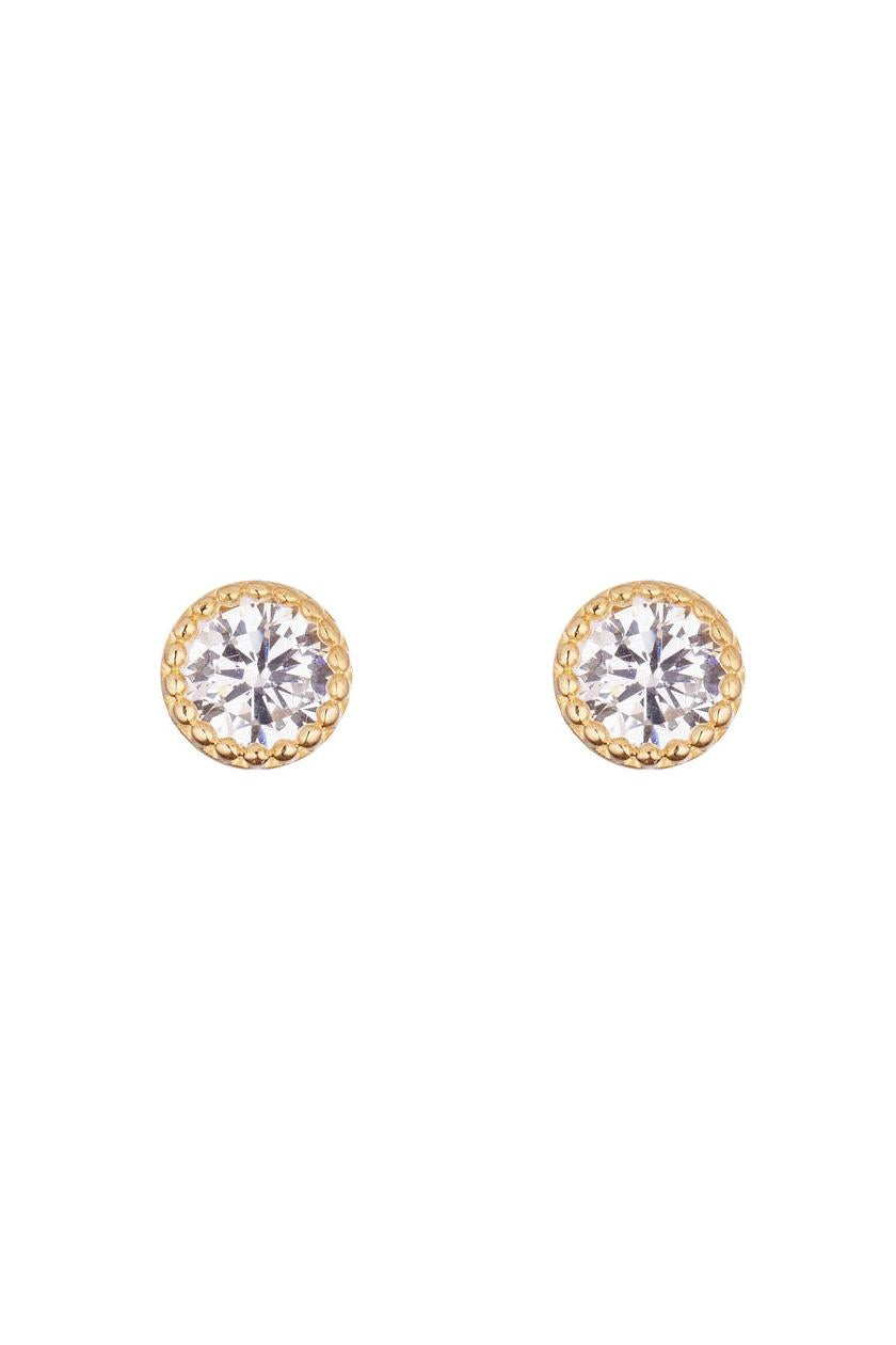 “Small Rounds 2 Mm” Earrings 375/1000 Yellow Gold And Zirconium