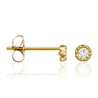 “Small Rounds 2 Mm” Earrings 375/1000 Yellow Gold And Zirconium