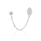 Boucles D'Oreilles Unitaire "Princière" - Or Blanc 375/1000