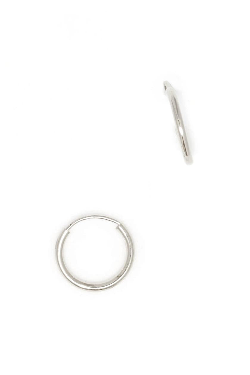 Boucles D'Oreilles "Créoles Simplicité 12 Mm" Or Blanc 375/1000