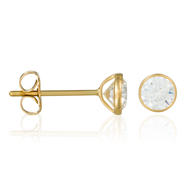 Boucles D'Oreilles Puce "Ferveur" Or Jaune 375/1000 Et Zircon