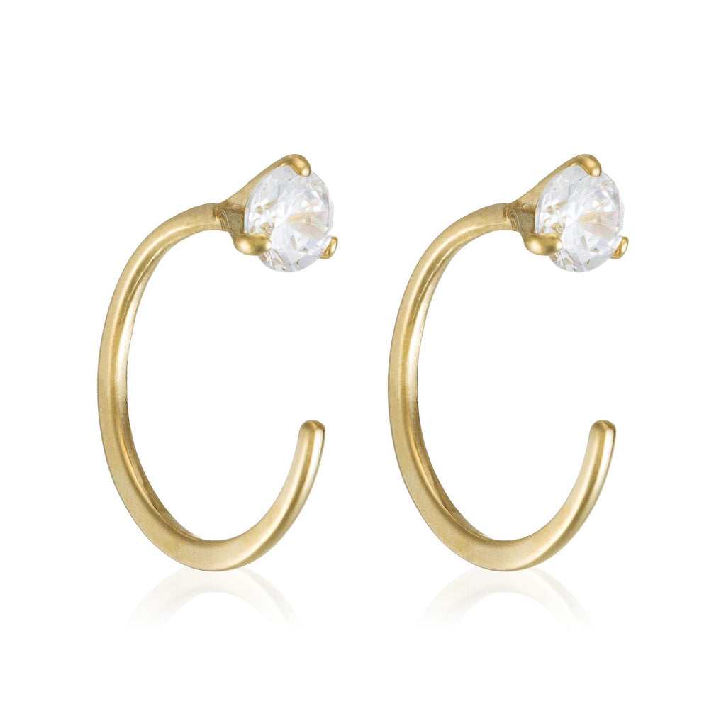 Boucles D'Oreilles "Arc Brillant" Or Jaune 375/1000