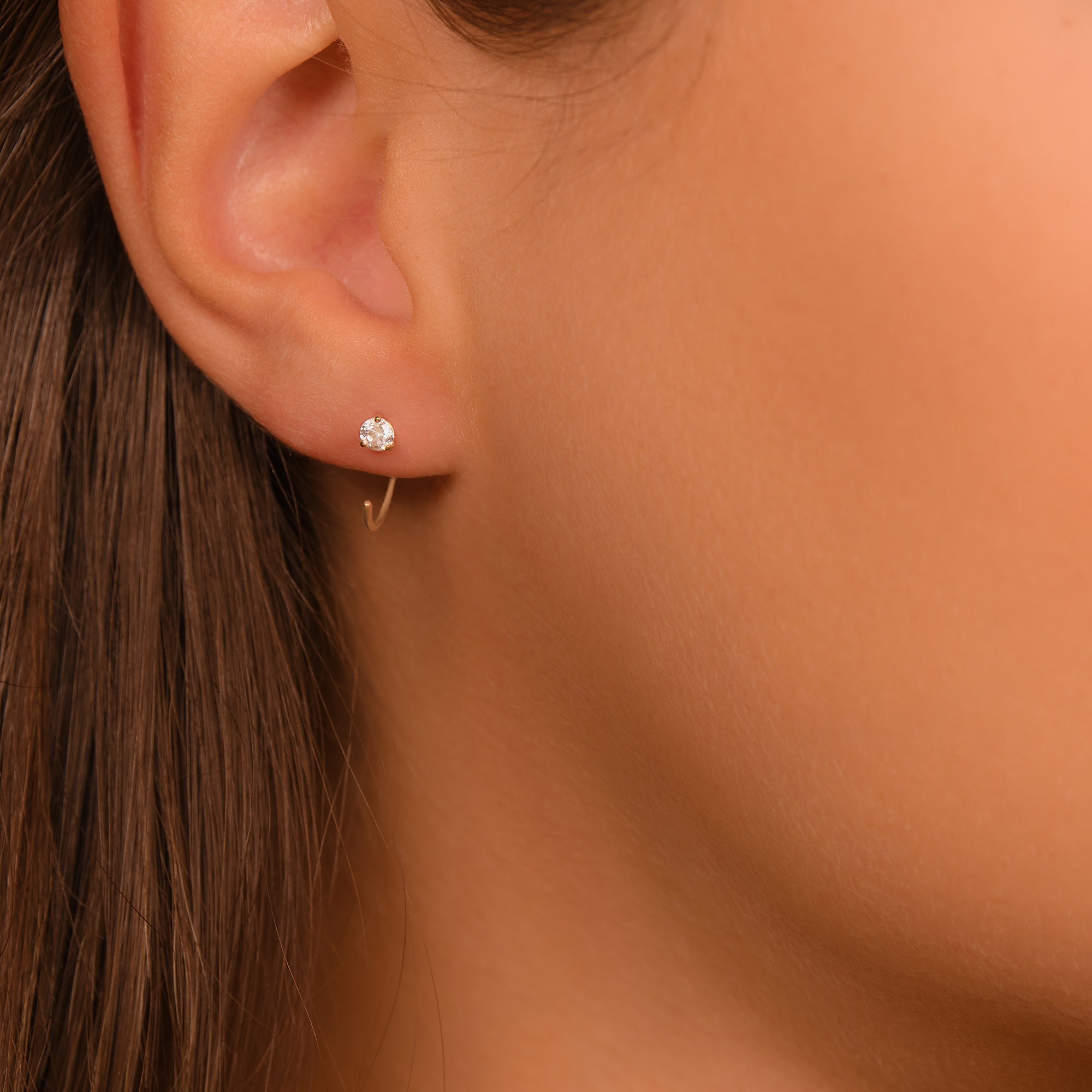 Boucles D'Oreilles "Arc Brillant" Or Jaune 375/1000