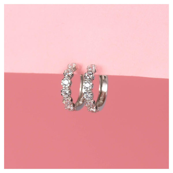 Boucles D'Oreilles "Luminous" - Or Blanc 375/1000 Et Zirconium