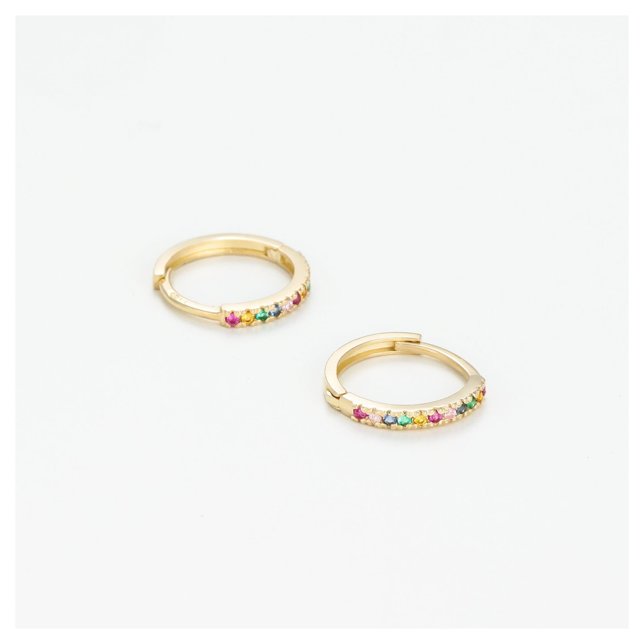 Boucles D'Oreilles "Créoles Colored" - Or Jaune 375/1000