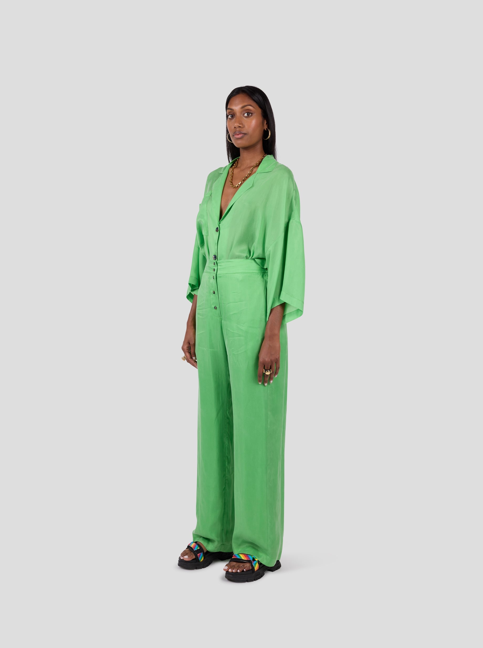 Pantalon Spartacus In Green Kelly Cupro