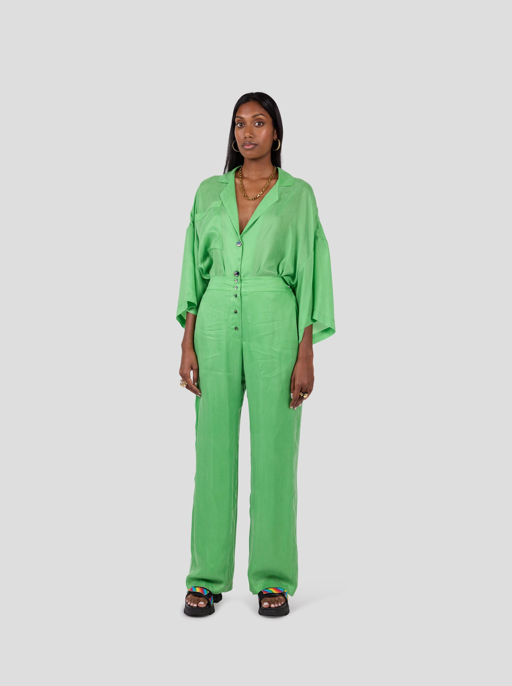 Pantalon Spartacus In Green Kelly Cupro