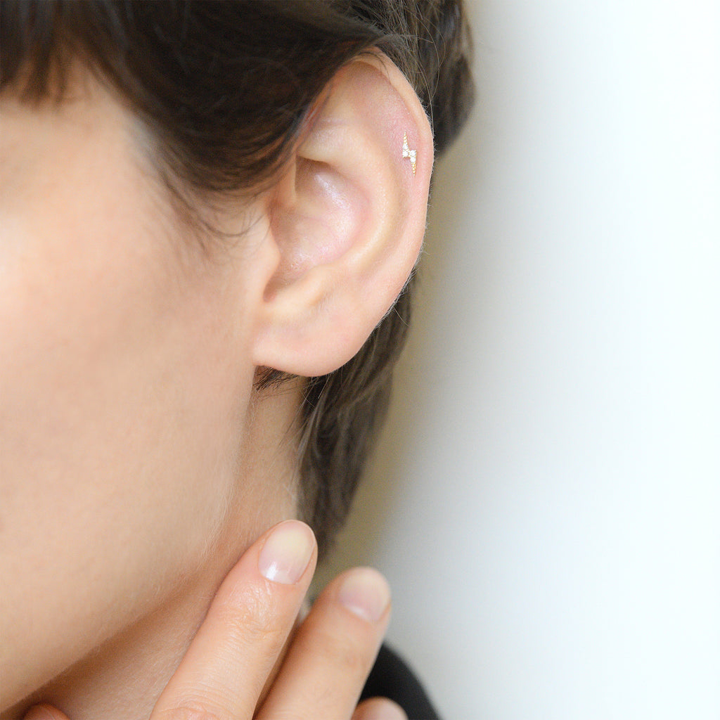 Bijou De Cartilage Unitaire "Eclair Brillant "Or Jaune