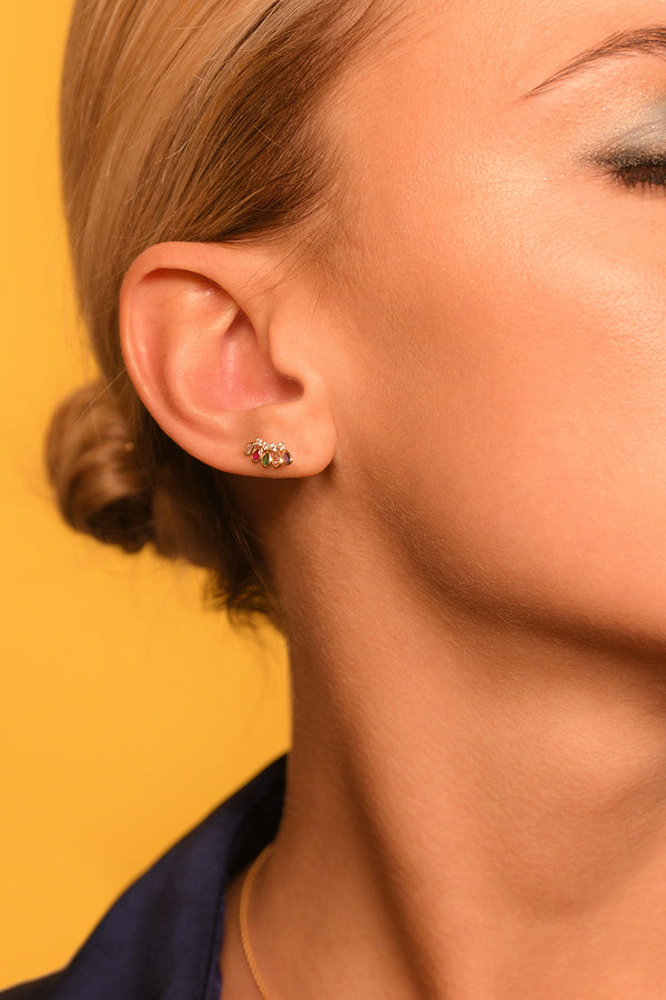 Bijou De Cartilage Unitaire "Pétales Multicolores" - Or Jaune 375/1000