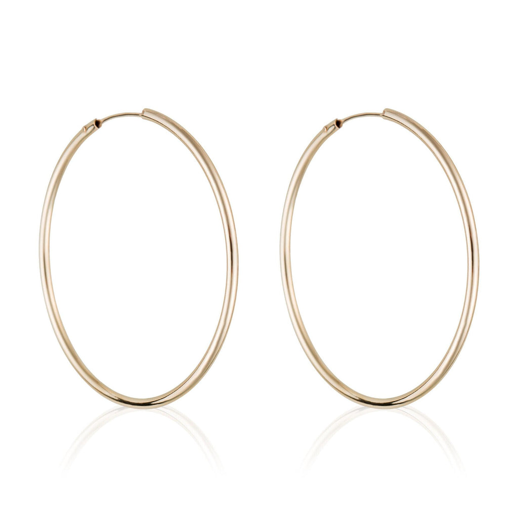 Boucles D'Oreilles Créoles Lisses 30 Mm - Or Jaune