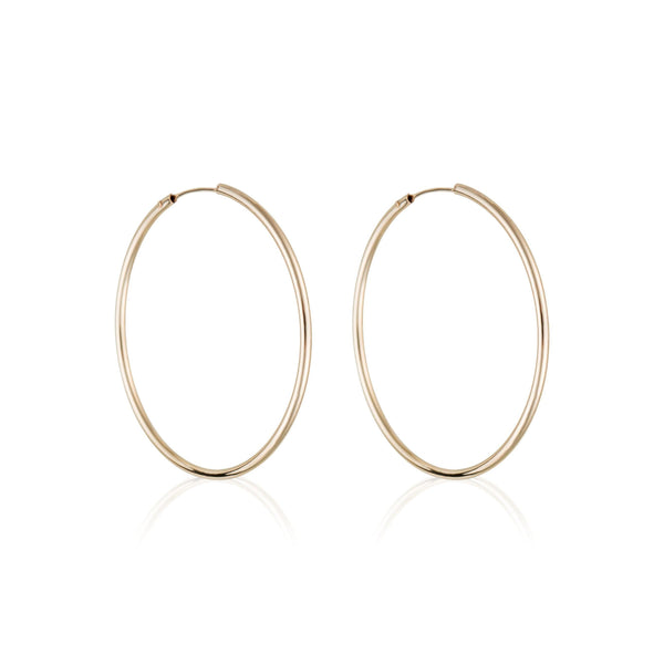 30mm Smooth Hoop Earrings - Yellow Gold