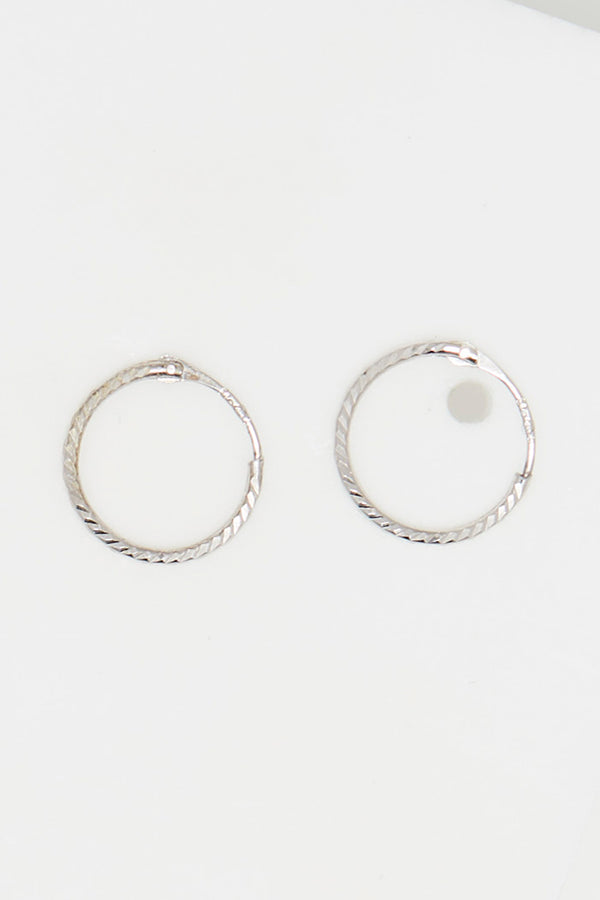 Boucles D'Oreilles "Créoles Twistées 10 Mm" Or Blanc 375/1000
